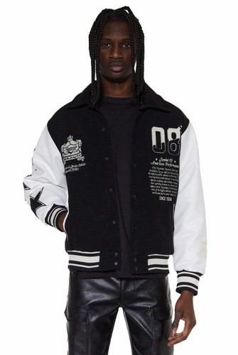 Black neutrals varsity jacket - neutrals,