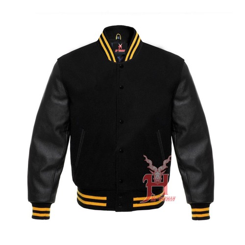 Giacca varsity nera lana pelle - giacca,